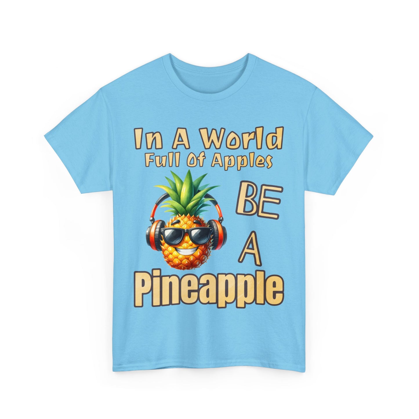 Cool Pineapple Music Headphones Unisex Heavy Cotton Tee