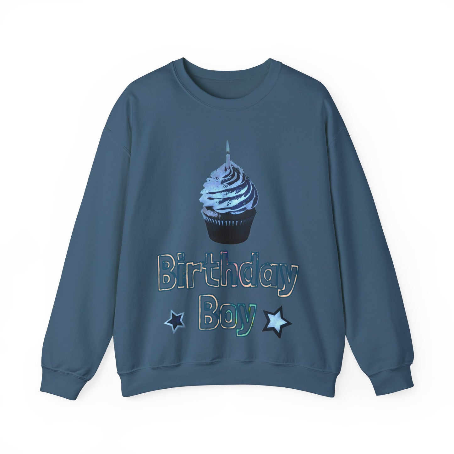 Birthday Boy Blue Cupcake Grunge look Unisex Heavy Blend™ Crewneck Sweatshirt