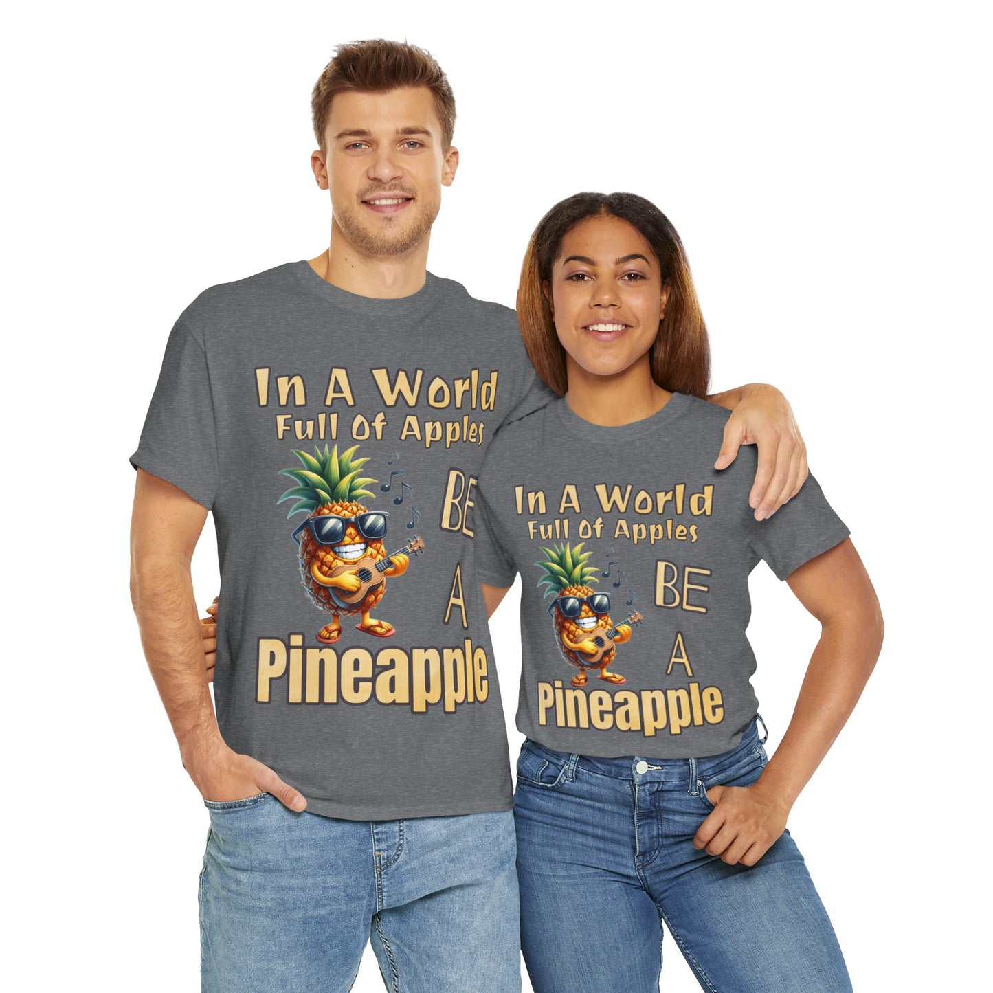 Cool Pineapple Guitar Music Design Unisex Heavy Cotton Tee