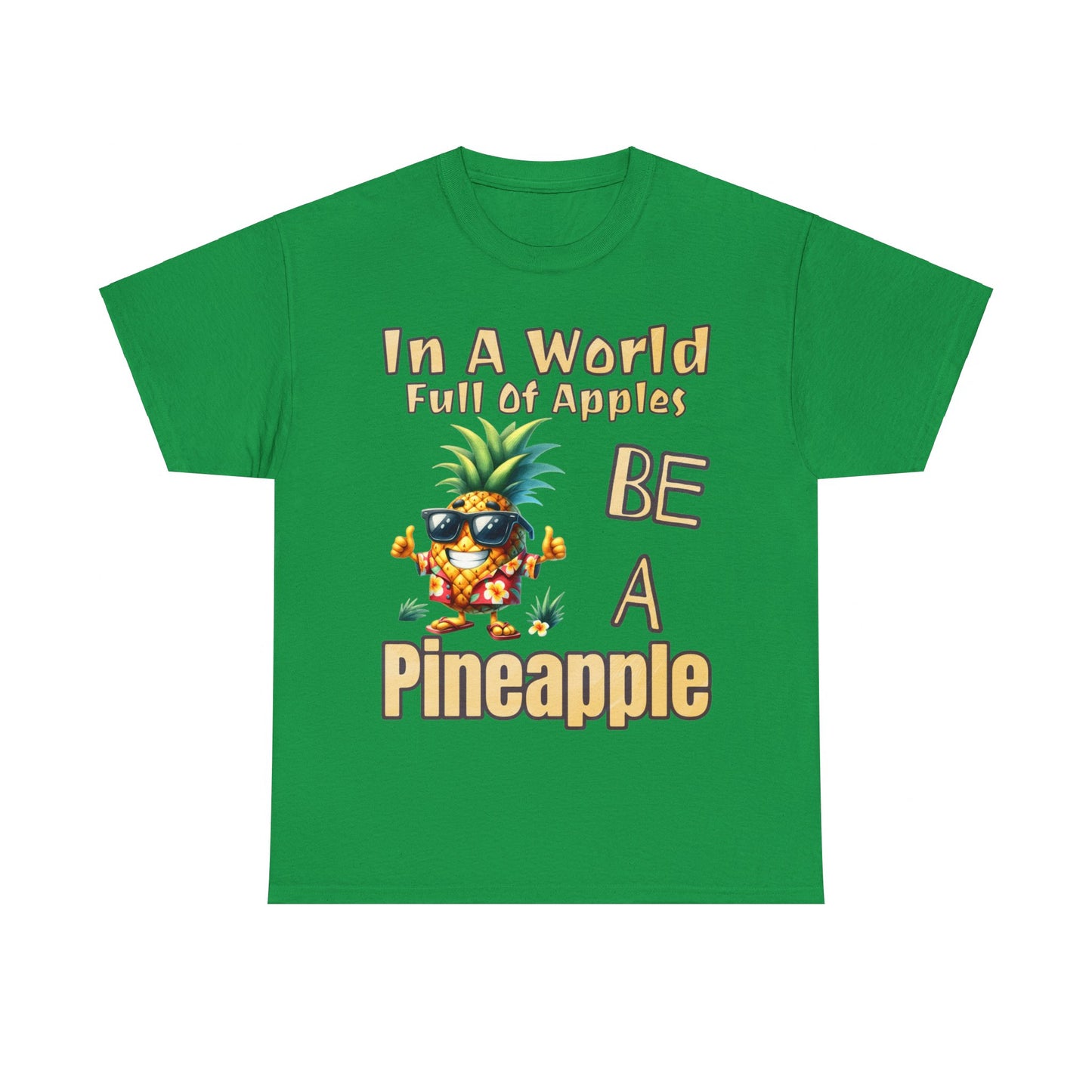 Cool Pineapple With Flower Shirt Unisex Heavy Cotton Tee