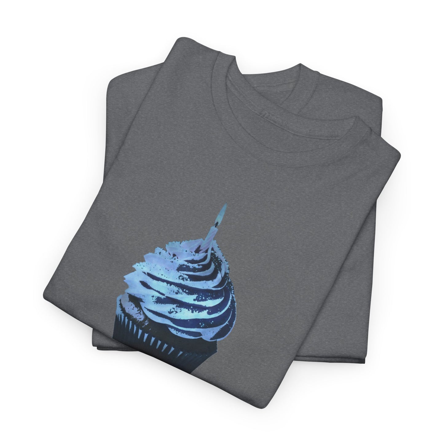 Birthday Boy Cupcake Blue Faded Design Unisex Heavy Cotton Tee