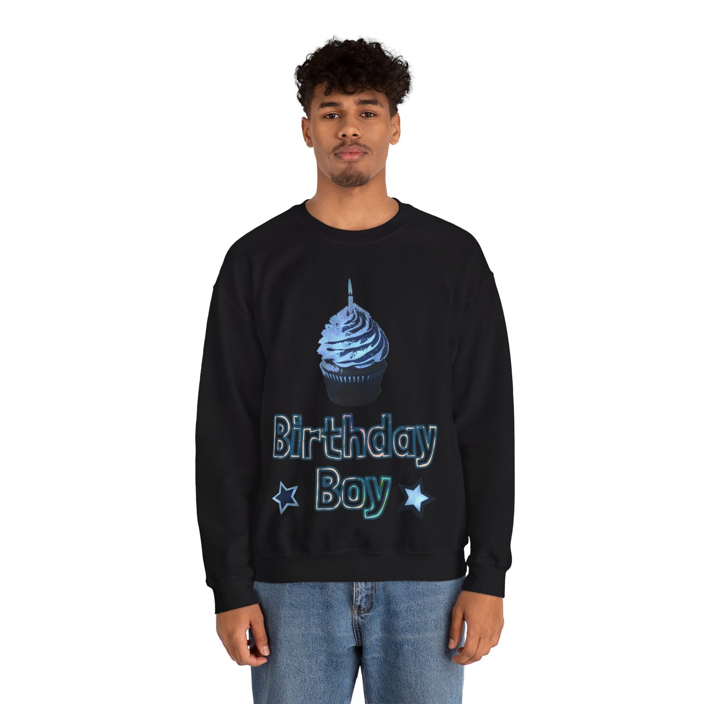 Birthday Boy Blue Cupcake Grunge look Unisex Heavy Blend™ Crewneck Sweatshirt