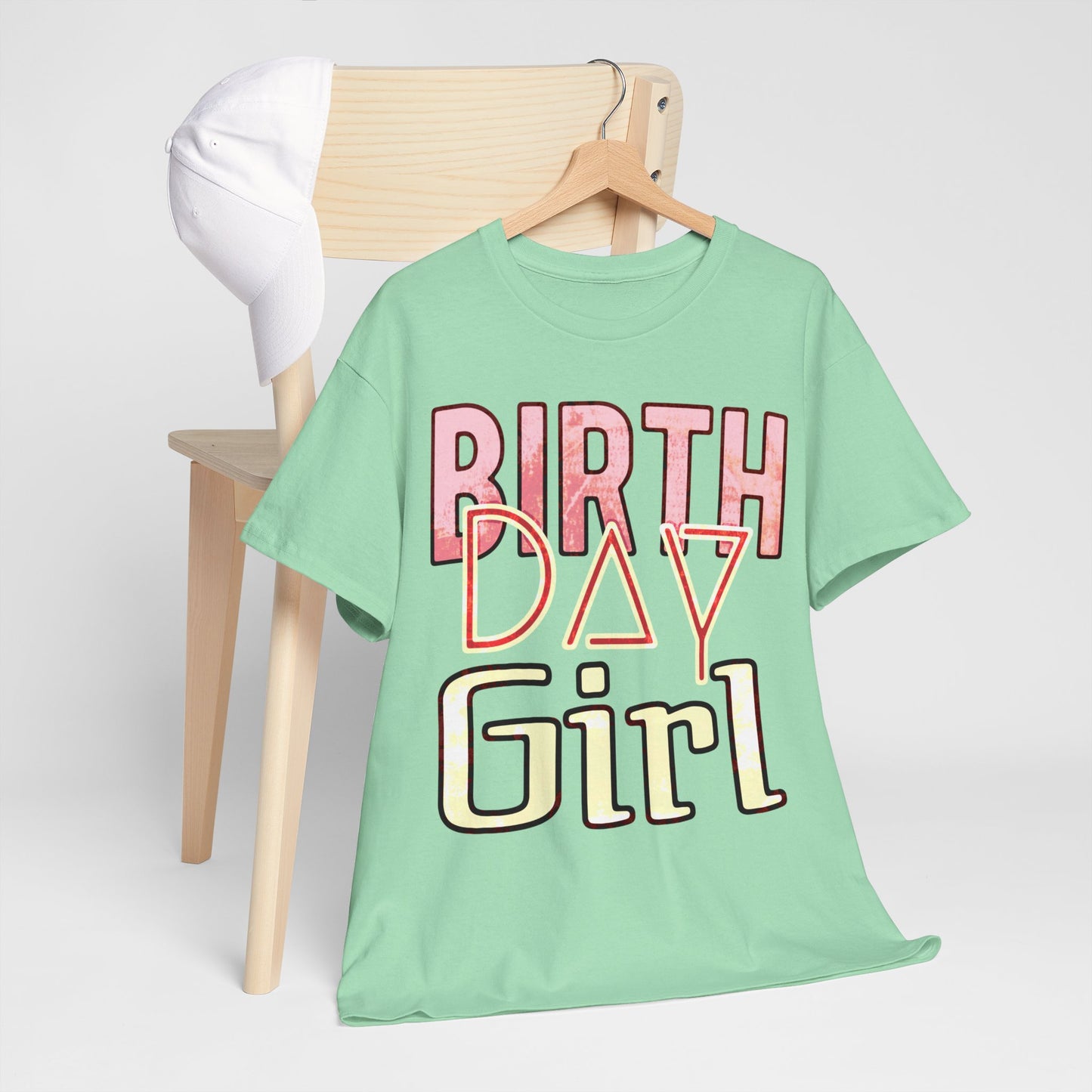 Birthday Girl Pink Washed Grunge Look Unisex Heavy Cotton Tee