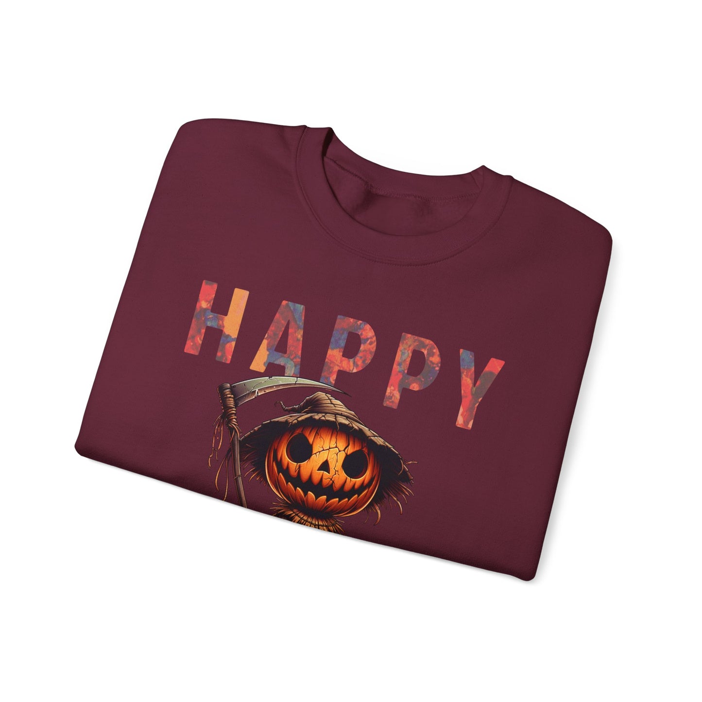 Pumpkin Grim Reaper Scary Creepy Happy Halloween Sweatshirt