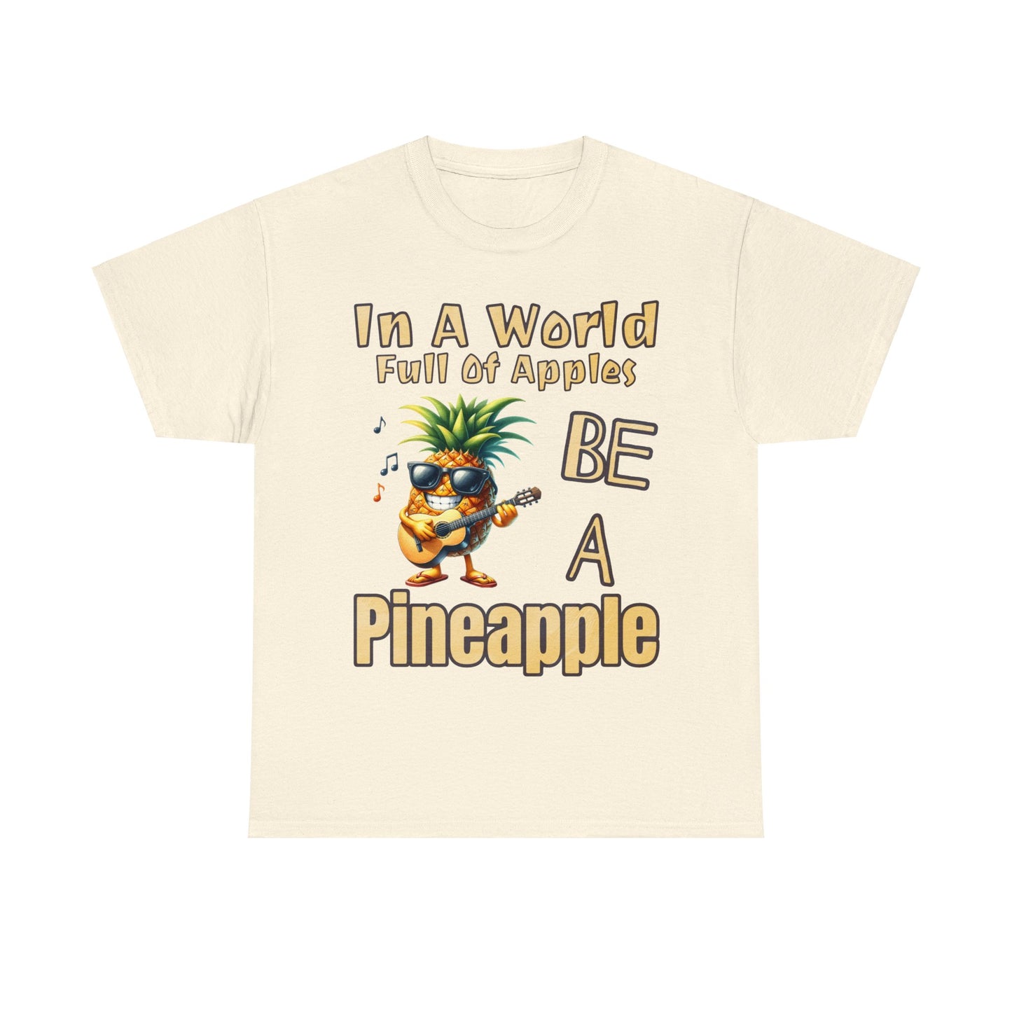 Cool Pineapple Playing Guitar Unisex Heavy Cotton Tee