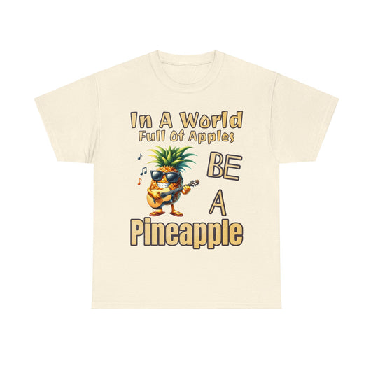 Cool Pineapple Playing Guitar Unisex Heavy Cotton Tee