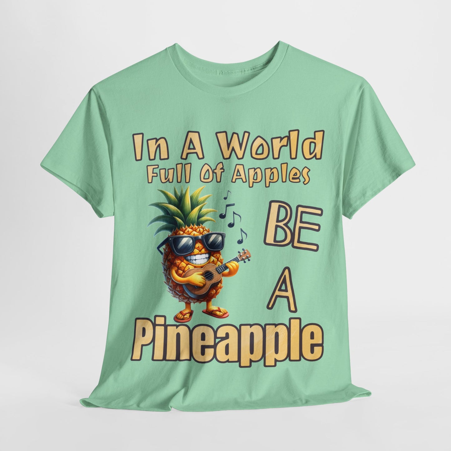 Cool Pineapple Guitar Music Design Unisex Heavy Cotton Tee