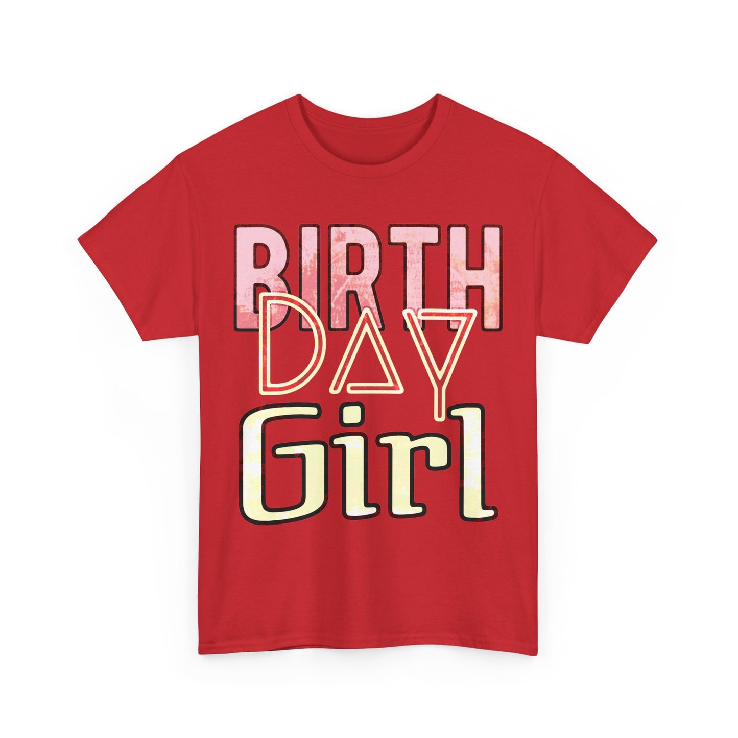 Birthday Girl Pink Washed Grunge Look Unisex Heavy Cotton Tee