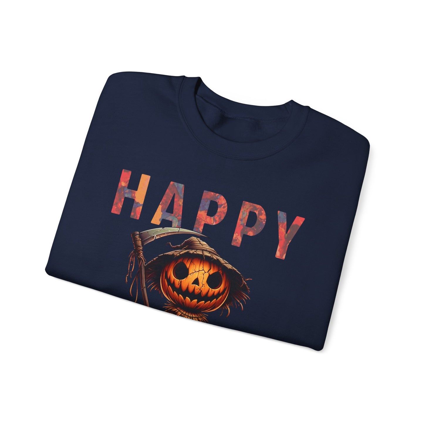 Pumpkin Grim Reaper Scary Creepy Happy Halloween Sweatshirt