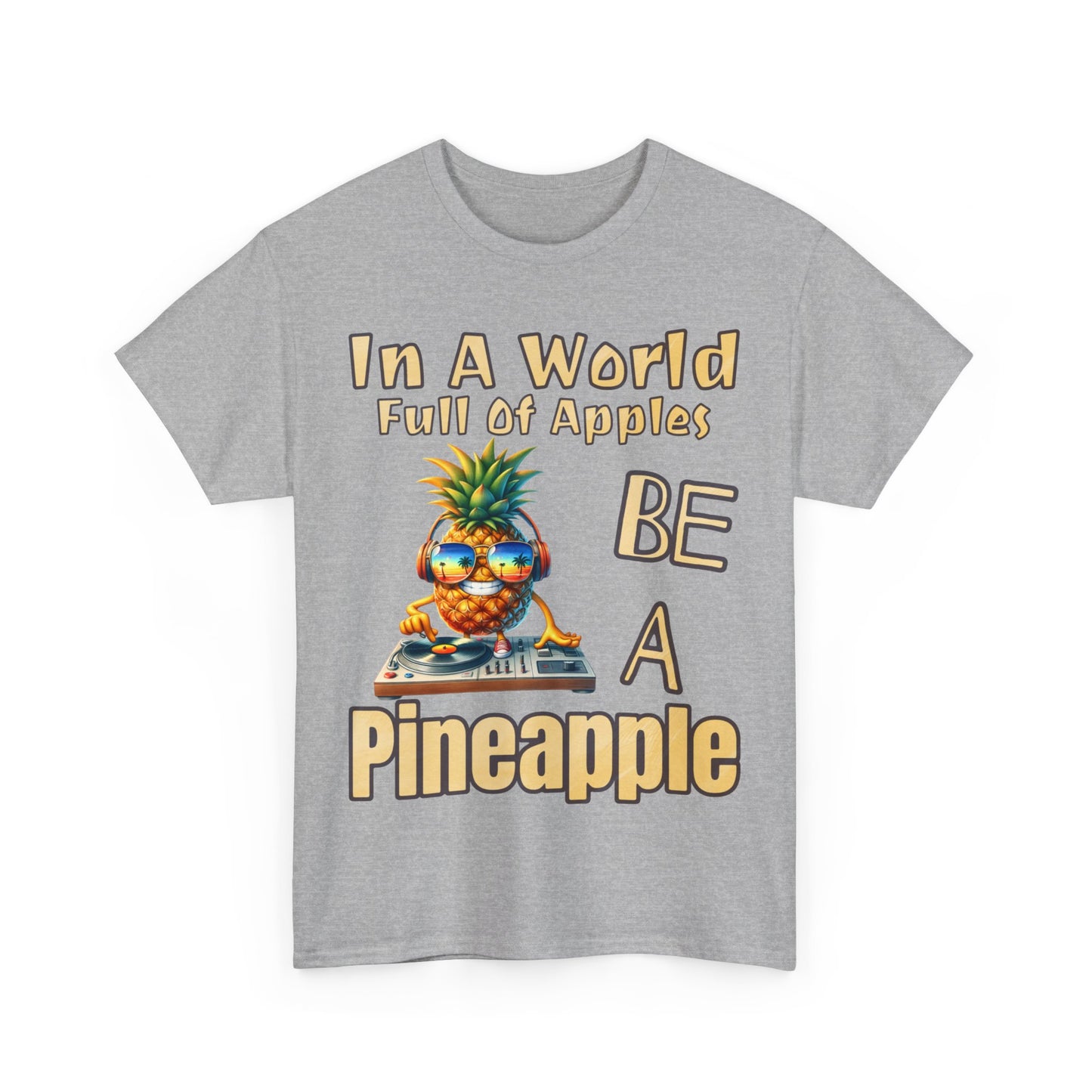 Cool Pineapple DJ Beach Reflection Shades Unisex Heavy Cotton Tee