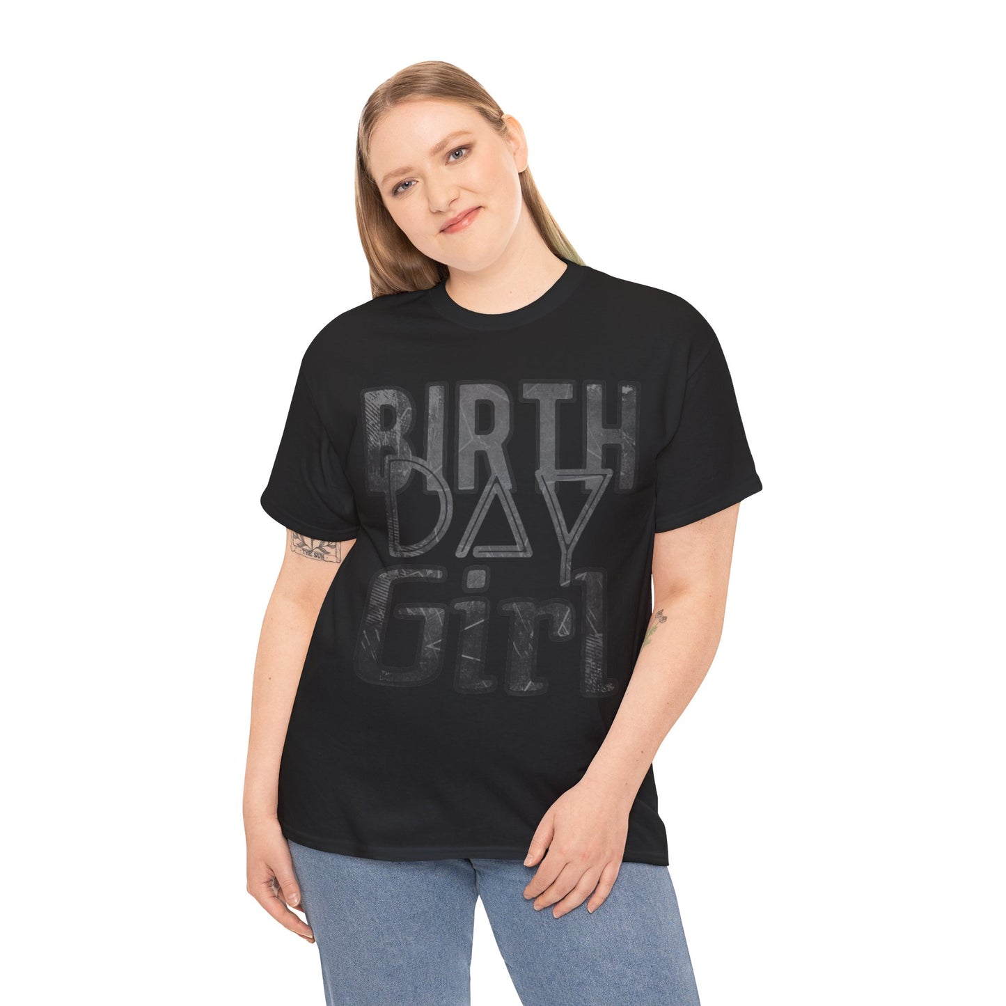 Birthday Girl Dark Grey Grunge Look Unisex Heavy Cotton Tee