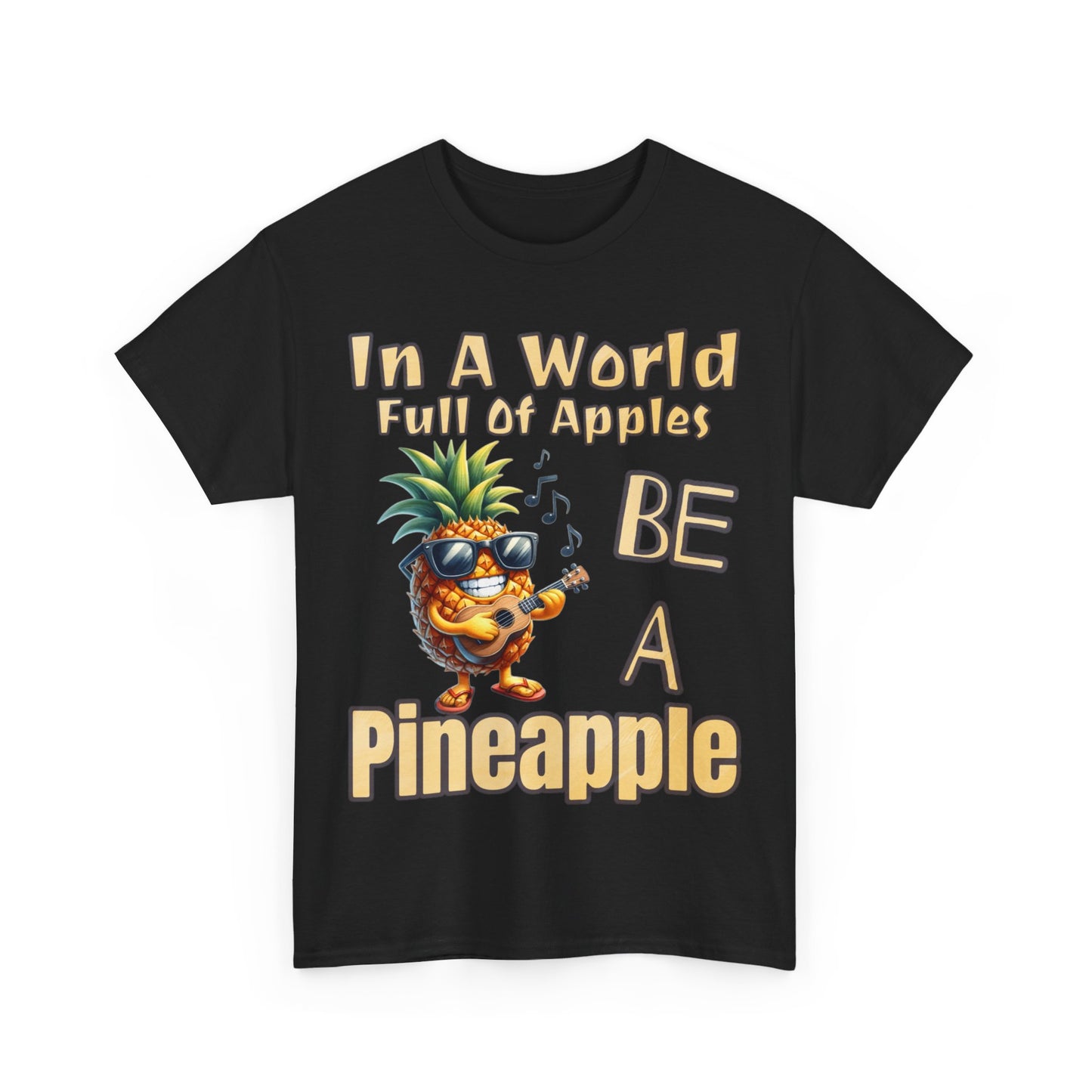 Cool Pineapple Guitar Music Design Unisex Heavy Cotton Tee