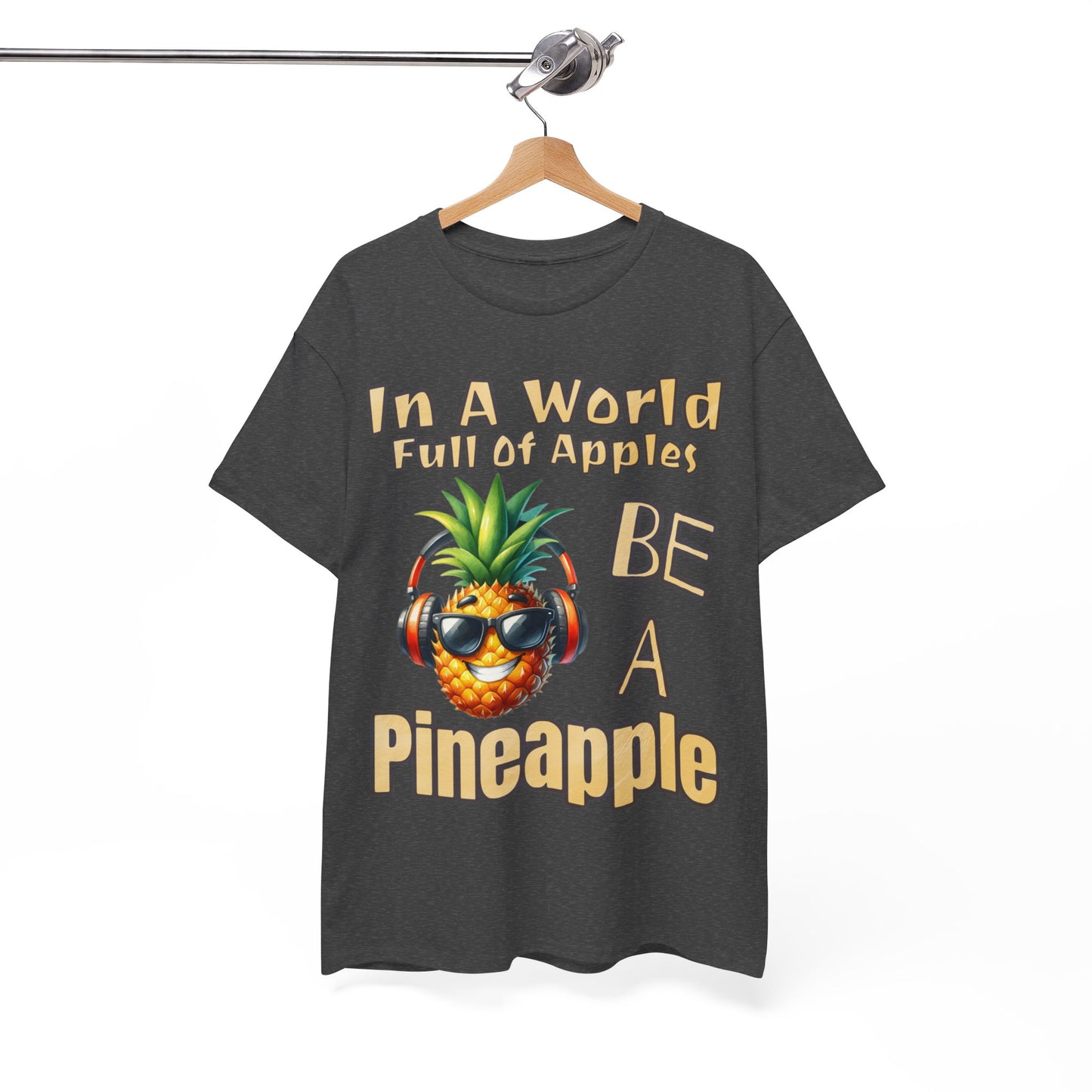 Cool Pineapple Music Headphones Unisex Heavy Cotton Tee