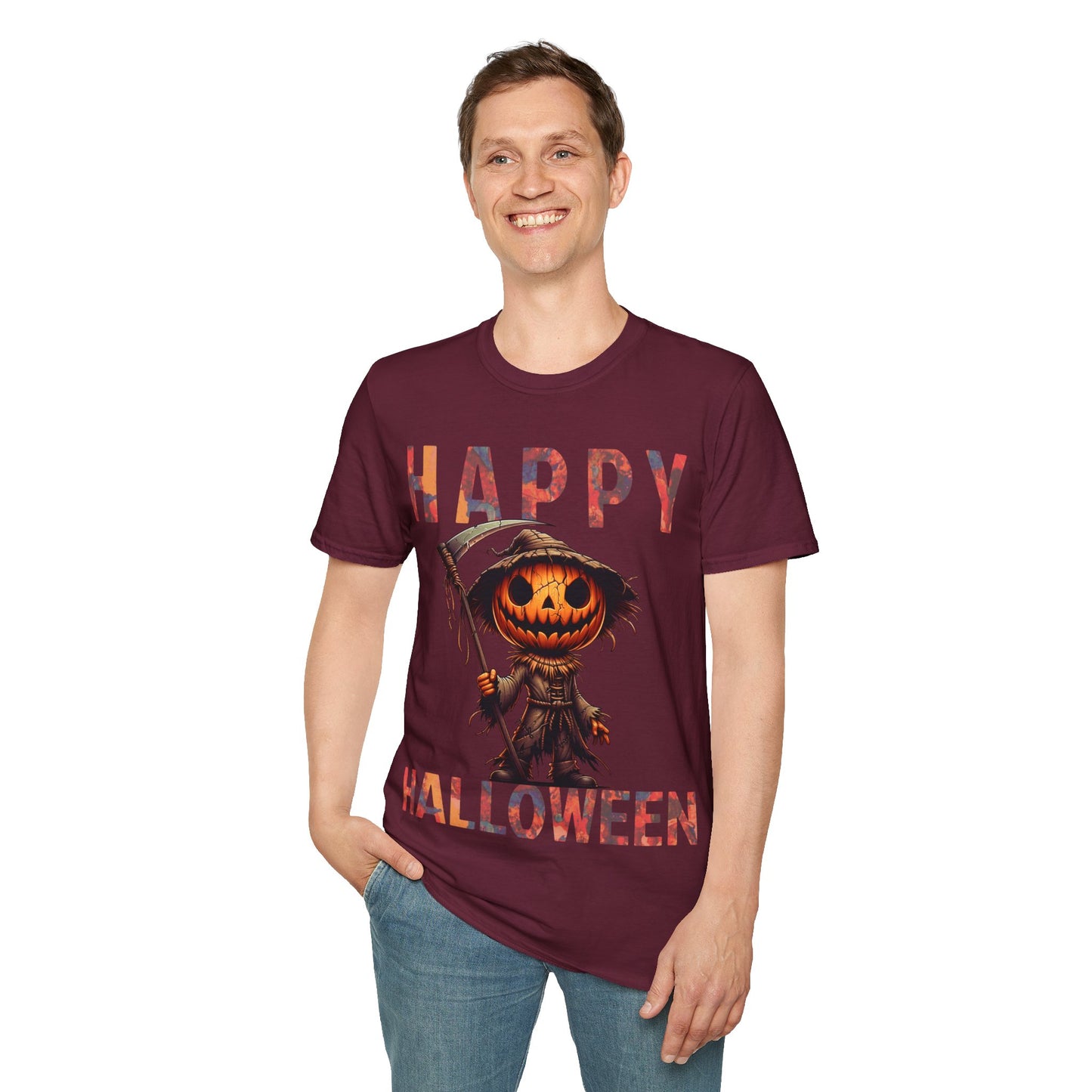 Pumpkin Grim Reaper Scary Creepy Festive Happy Halloween T-Shirt