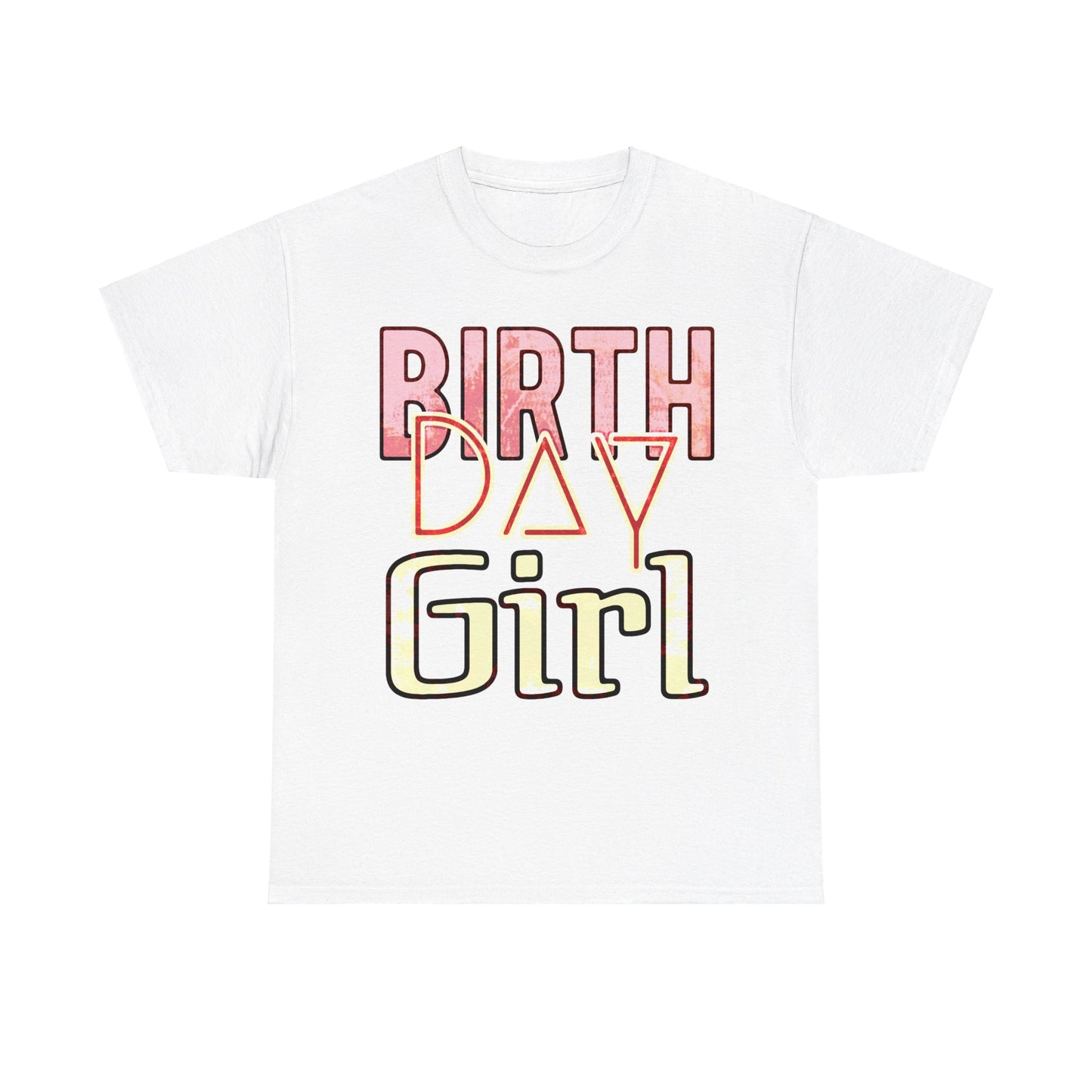 Birthday Girl Pink Washed Grunge Look Unisex Heavy Cotton Tee