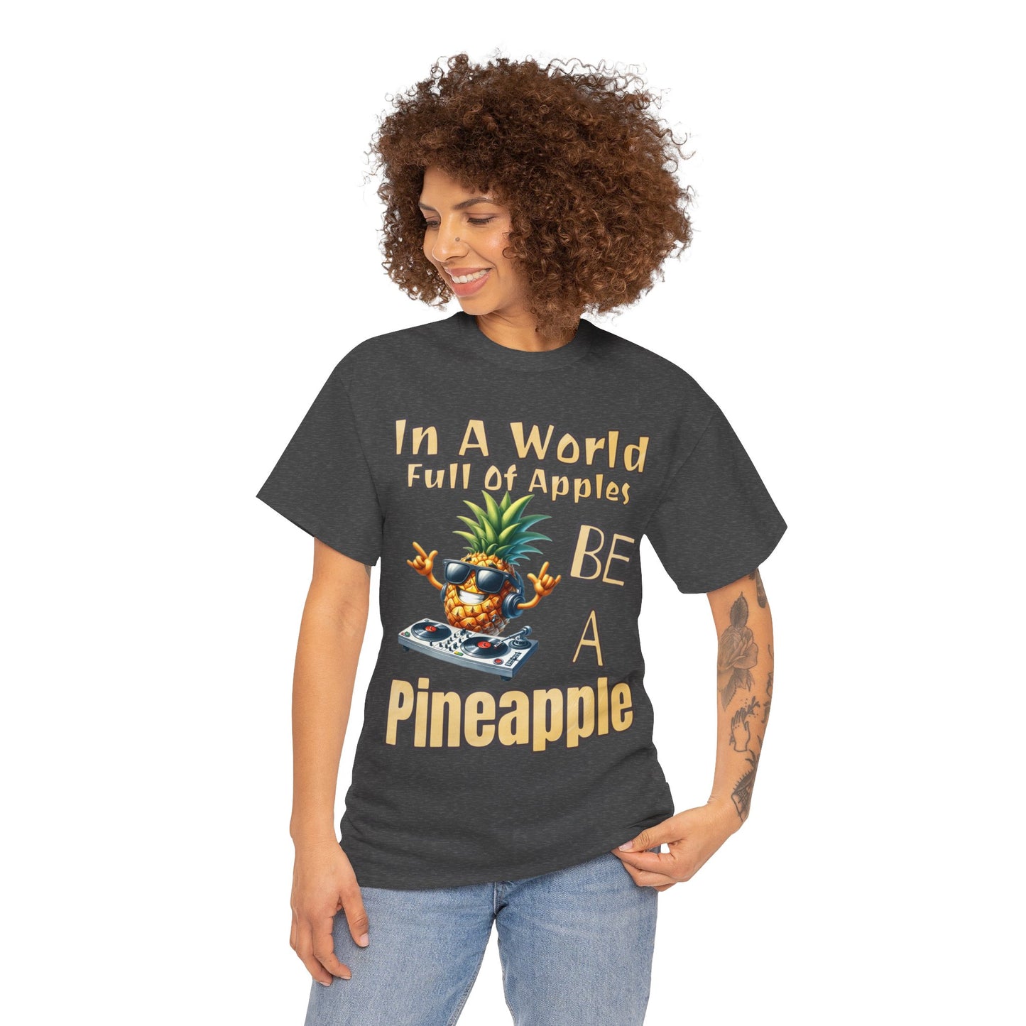 Cool Pineapple DJ Music Decks Unisex Heavy Cotton Tee