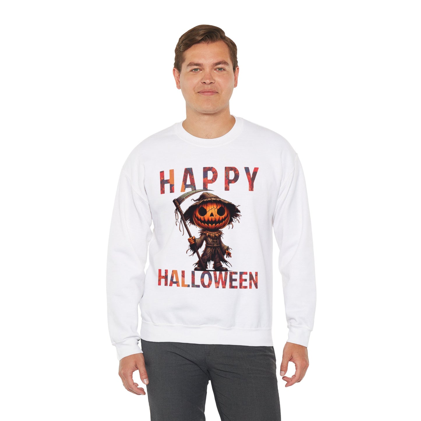 Pumpkin Grim Reaper Scary Creepy Happy Halloween Sweatshirt