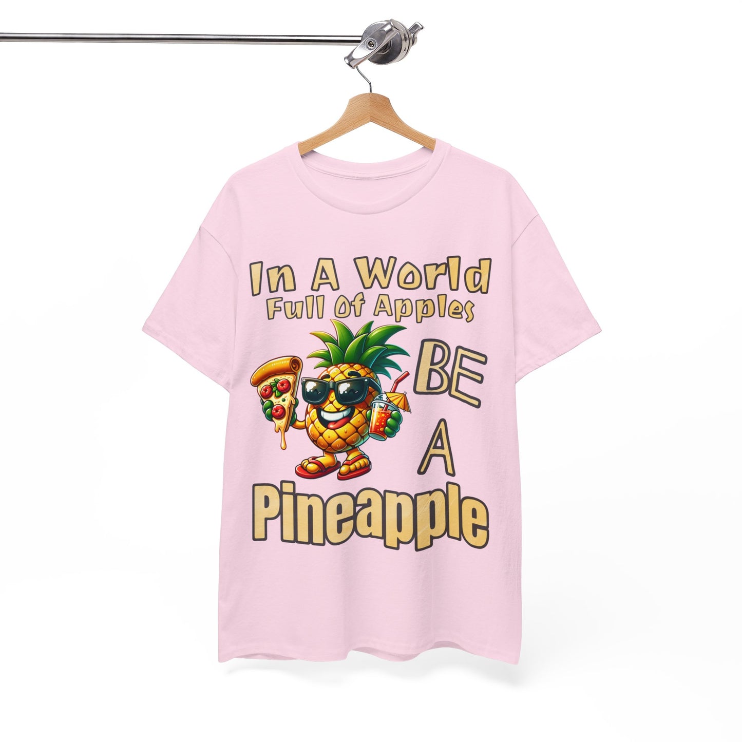 Cool Pineapple With Pizza Slice & Cocktail Unisex Heavy Cotton Tee