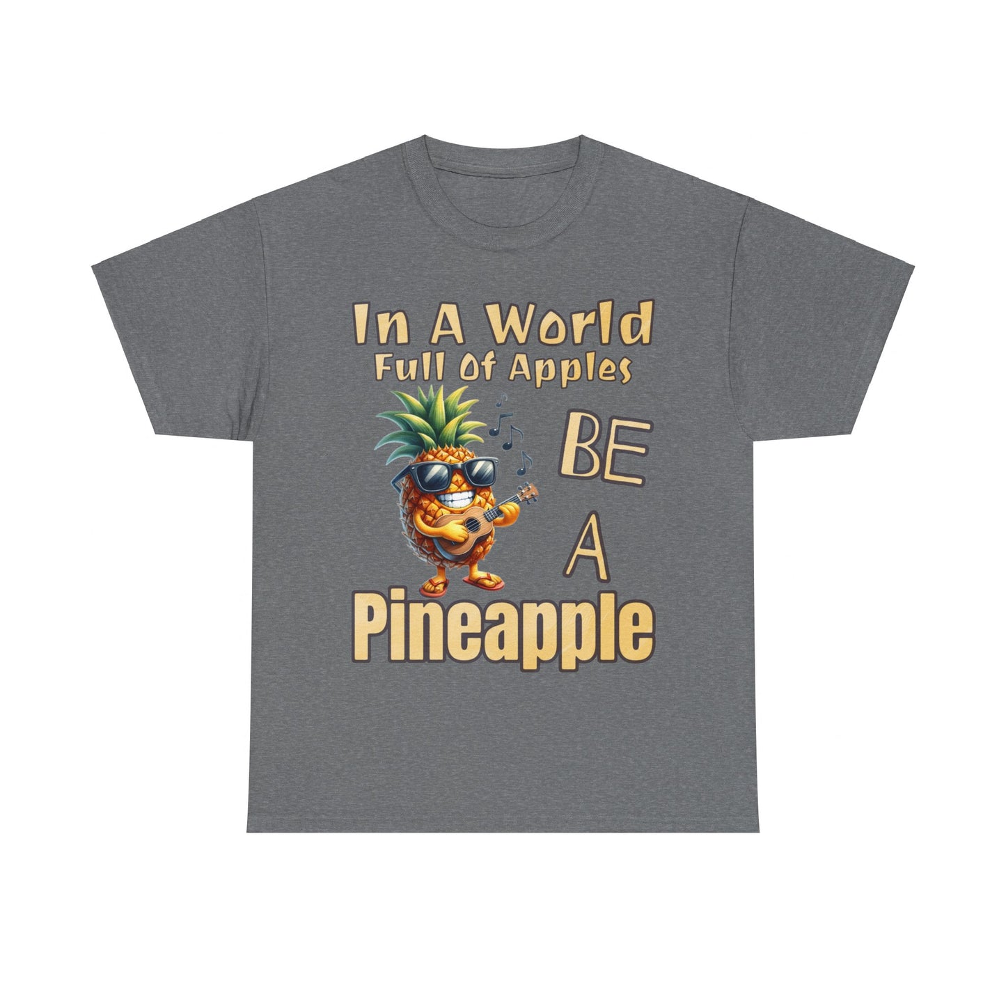 Cool Pineapple Guitar Music Design Unisex Heavy Cotton Tee