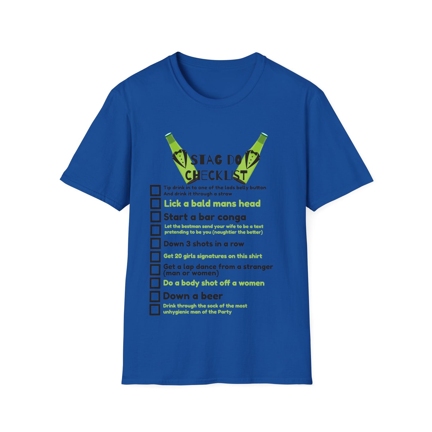 Stag Party do To Do List Funny Unisex Softstyle T-Shirt