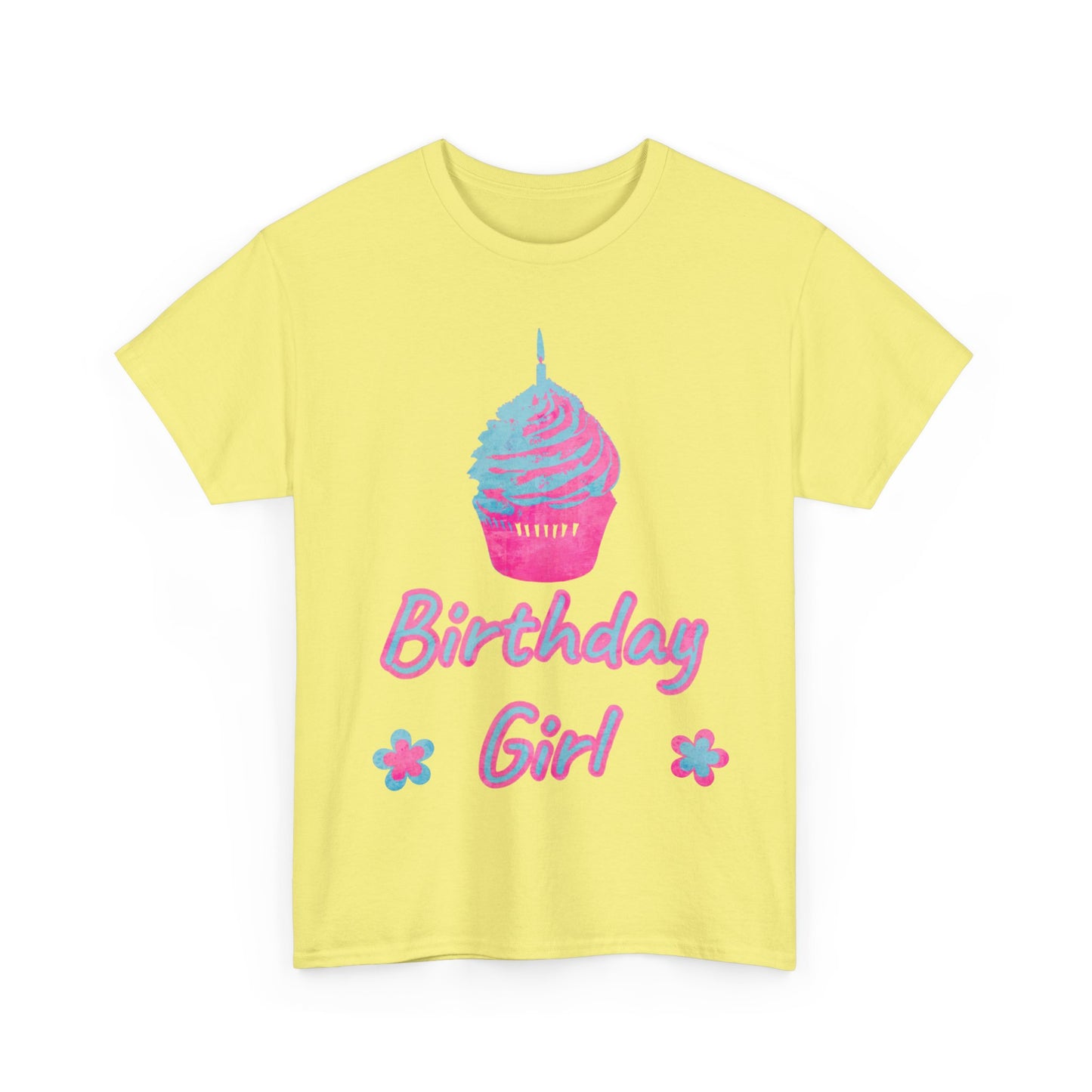 Birthday Girl Blue & Pink Cupcake Unisex Heavy Cotton Tee