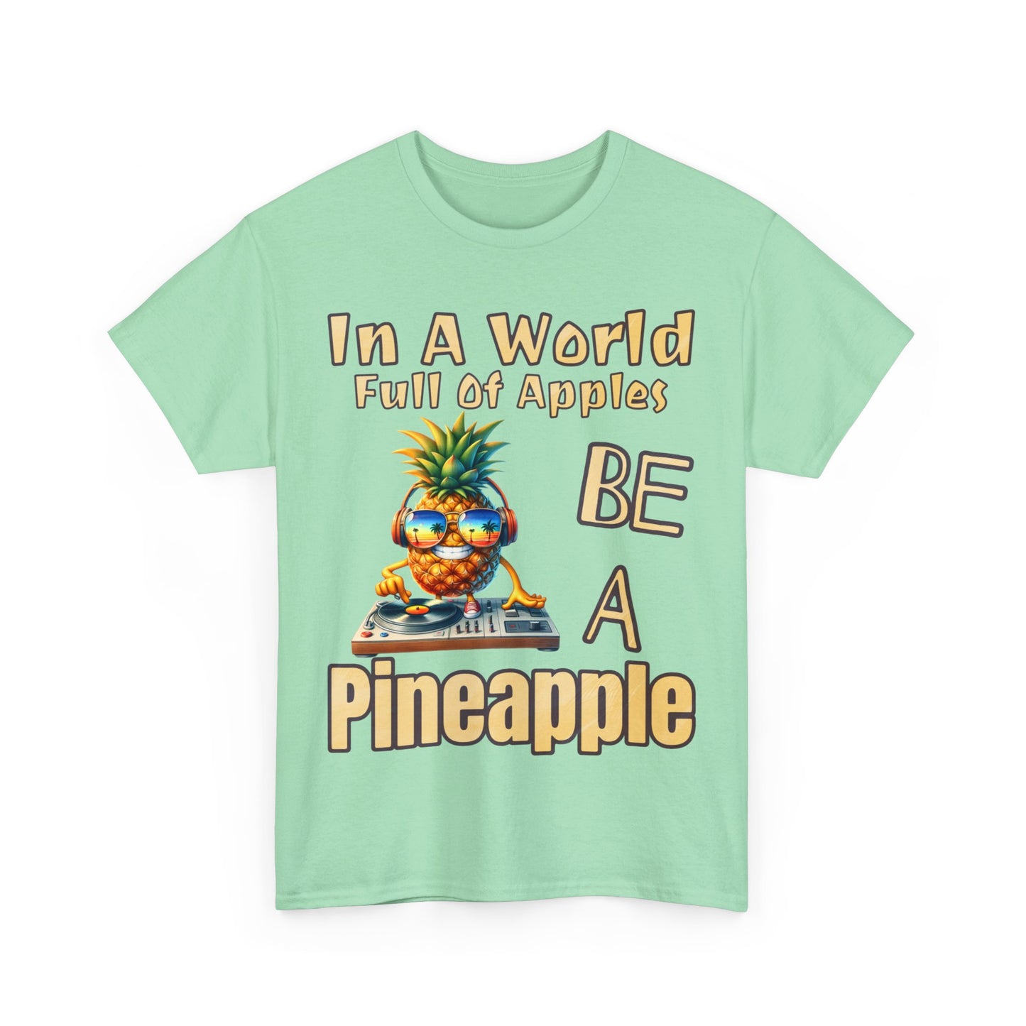 Cool Pineapple DJ Beach Reflection Shades Unisex Heavy Cotton Tee