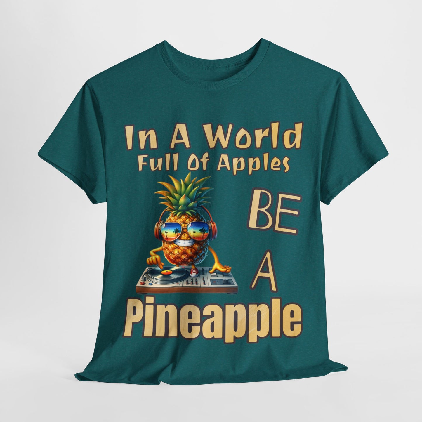 Cool Pineapple DJ Beach Reflection Shades Unisex Heavy Cotton Tee