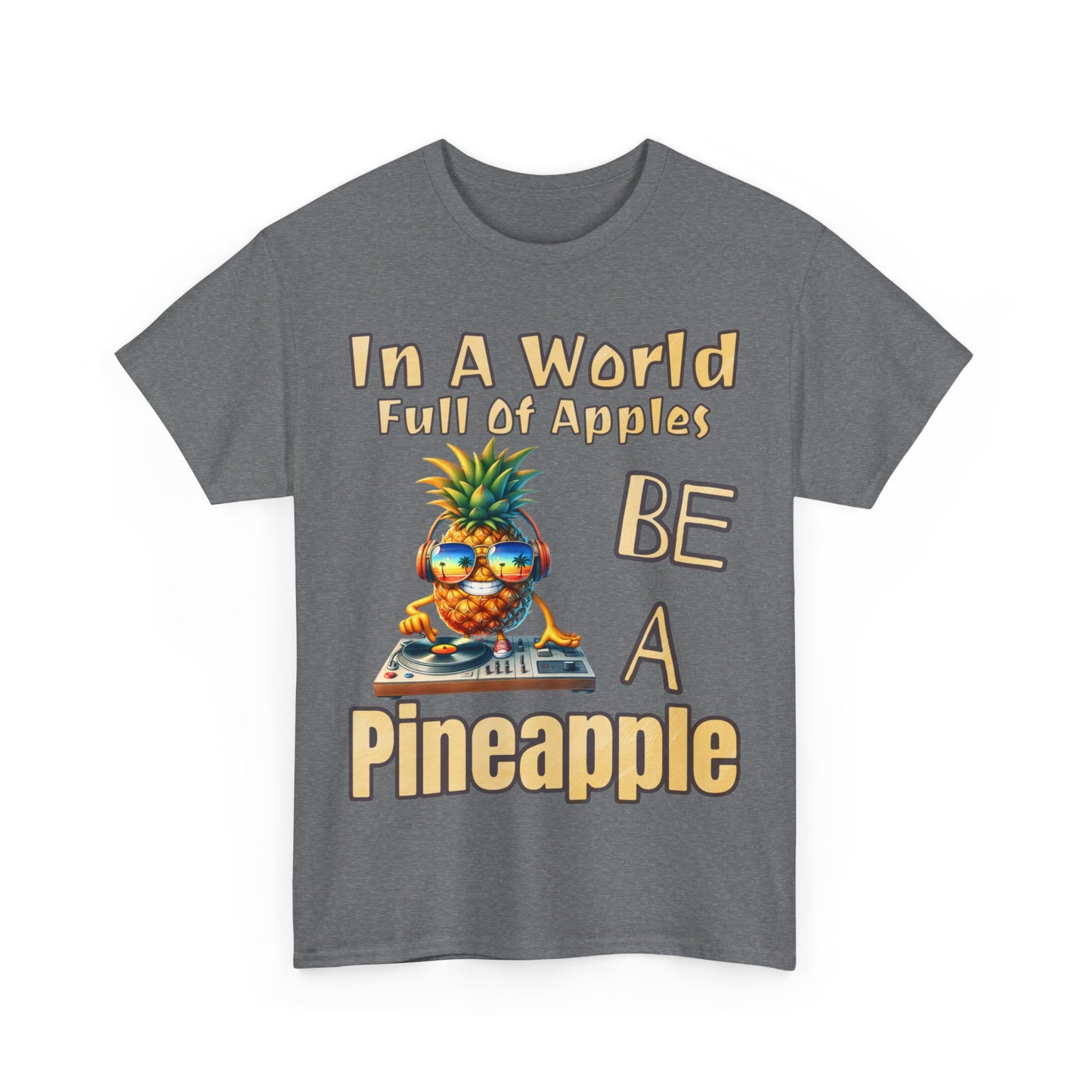 Cool Pineapple DJ Beach Reflection Shades Unisex Heavy Cotton Tee