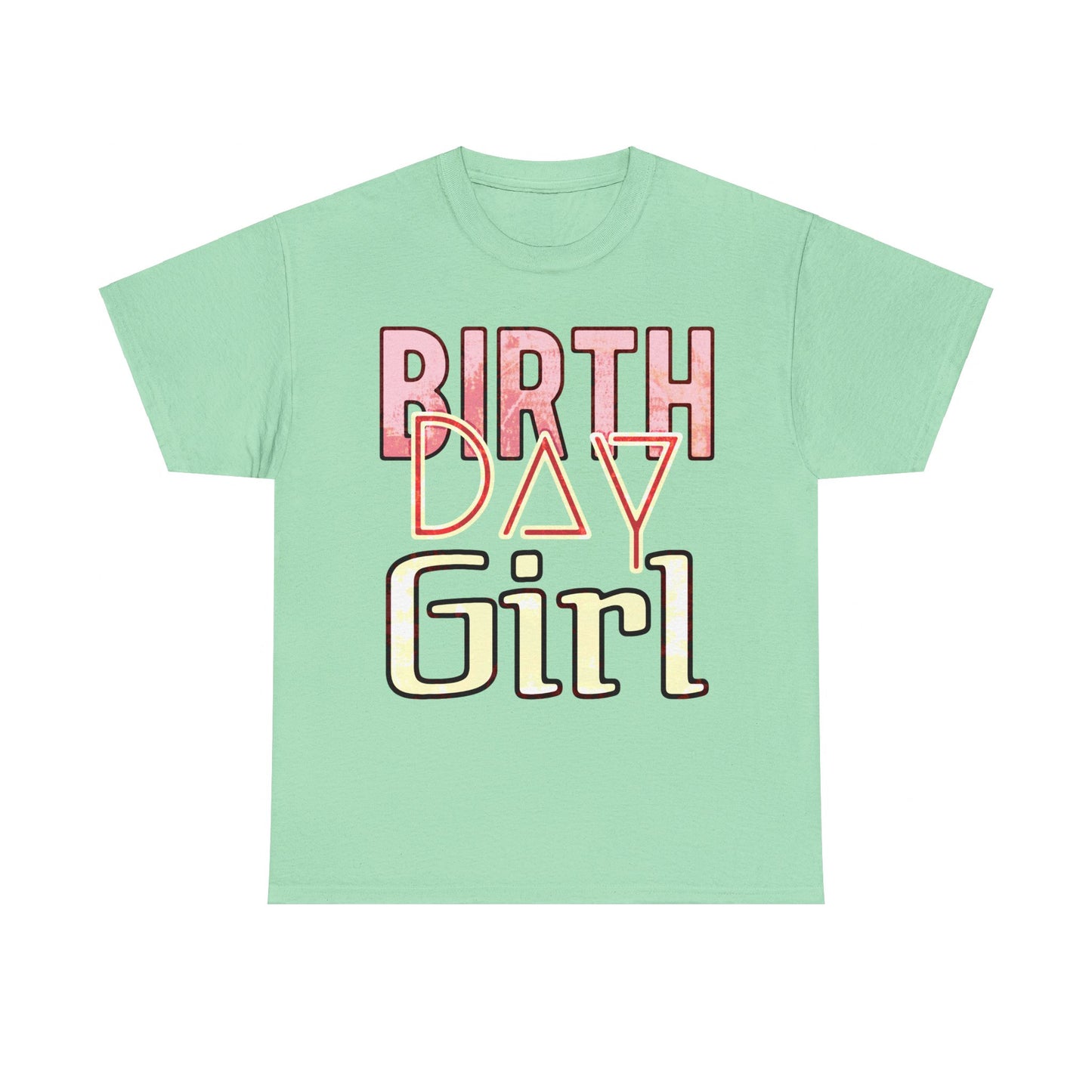 Birthday Girl Pink Washed Grunge Look Unisex Heavy Cotton Tee