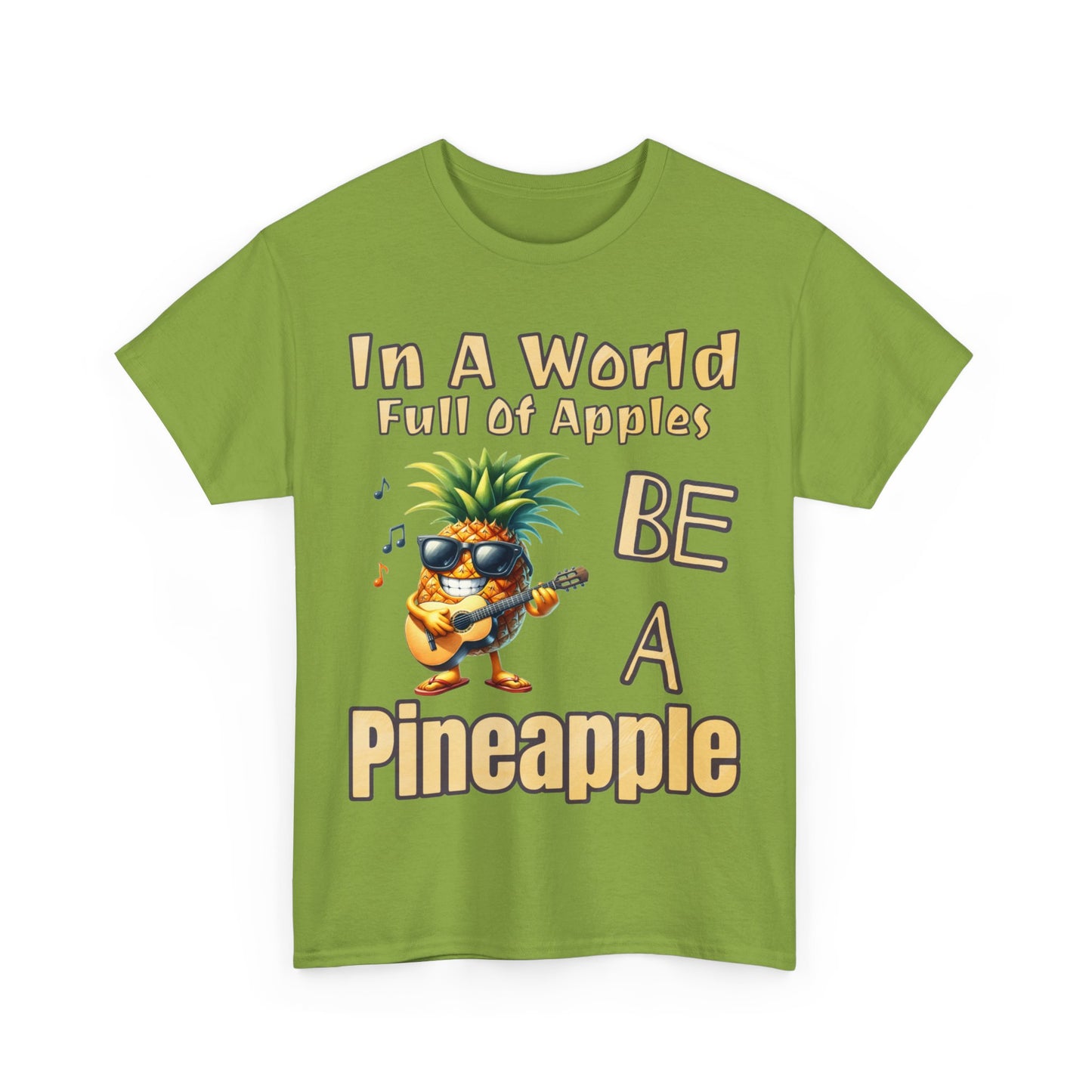 Cool Pineapple Playing Guitar Unisex Heavy Cotton Tee