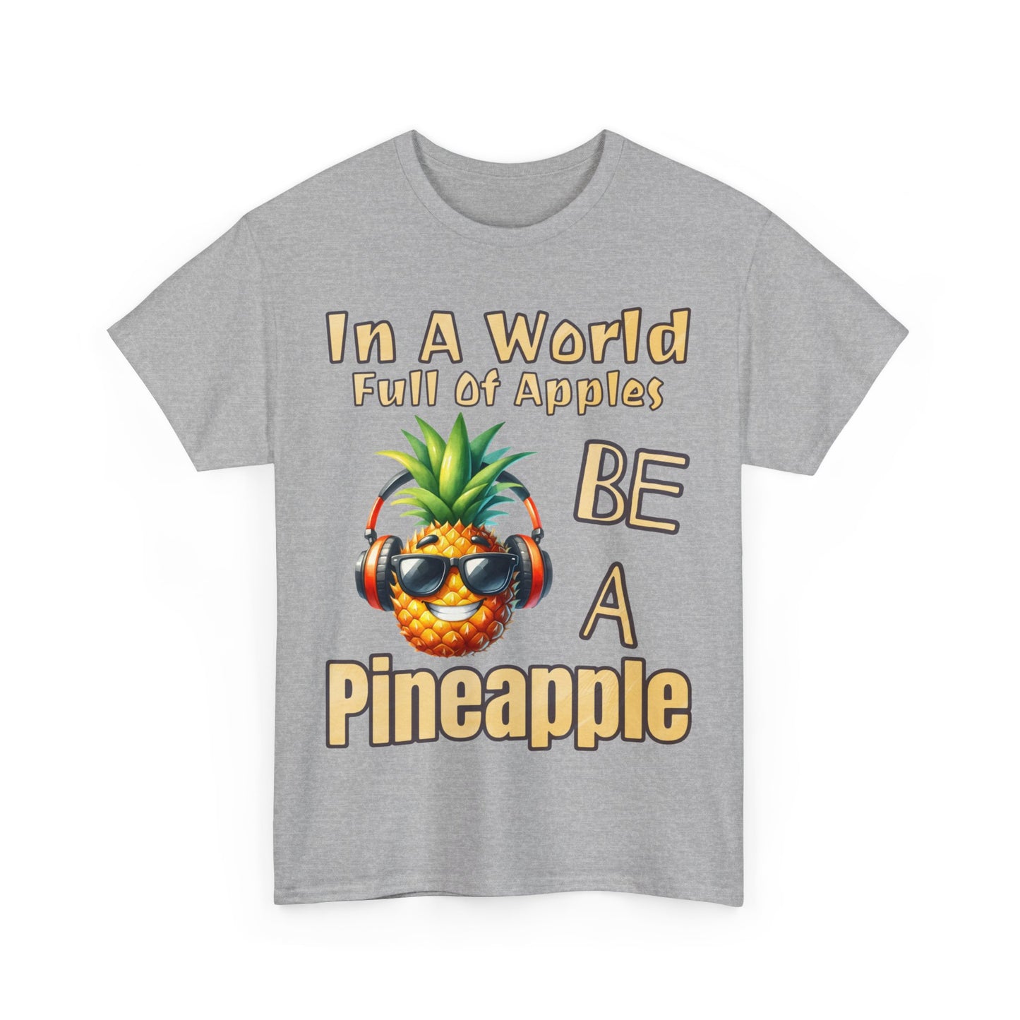 Cool Pineapple Music Headphones Unisex Heavy Cotton Tee