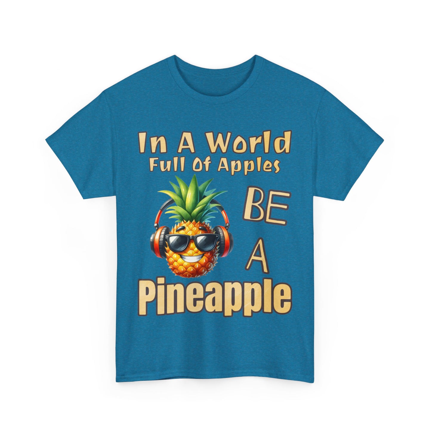 Cool Pineapple Music Headphones Unisex Heavy Cotton Tee