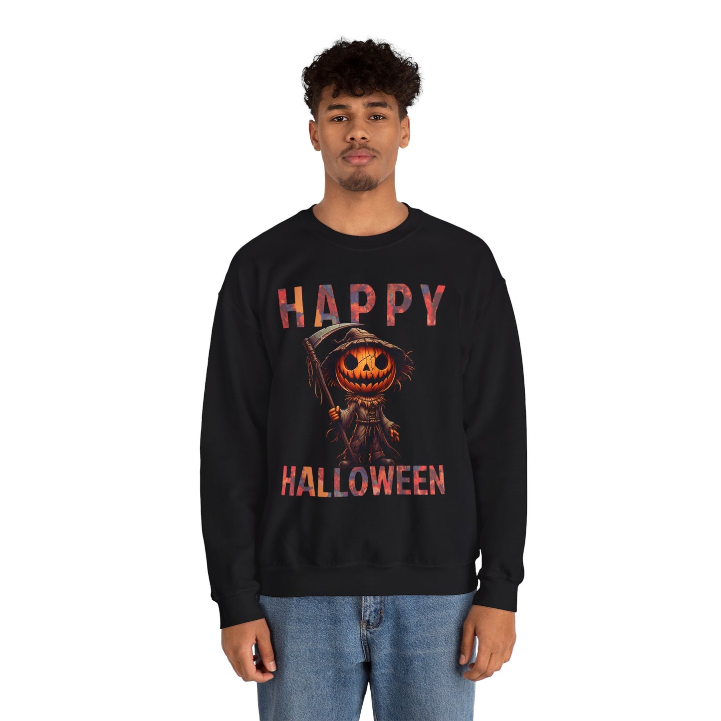 Pumpkin Grim Reaper Scary Creepy Happy Halloween Sweatshirt