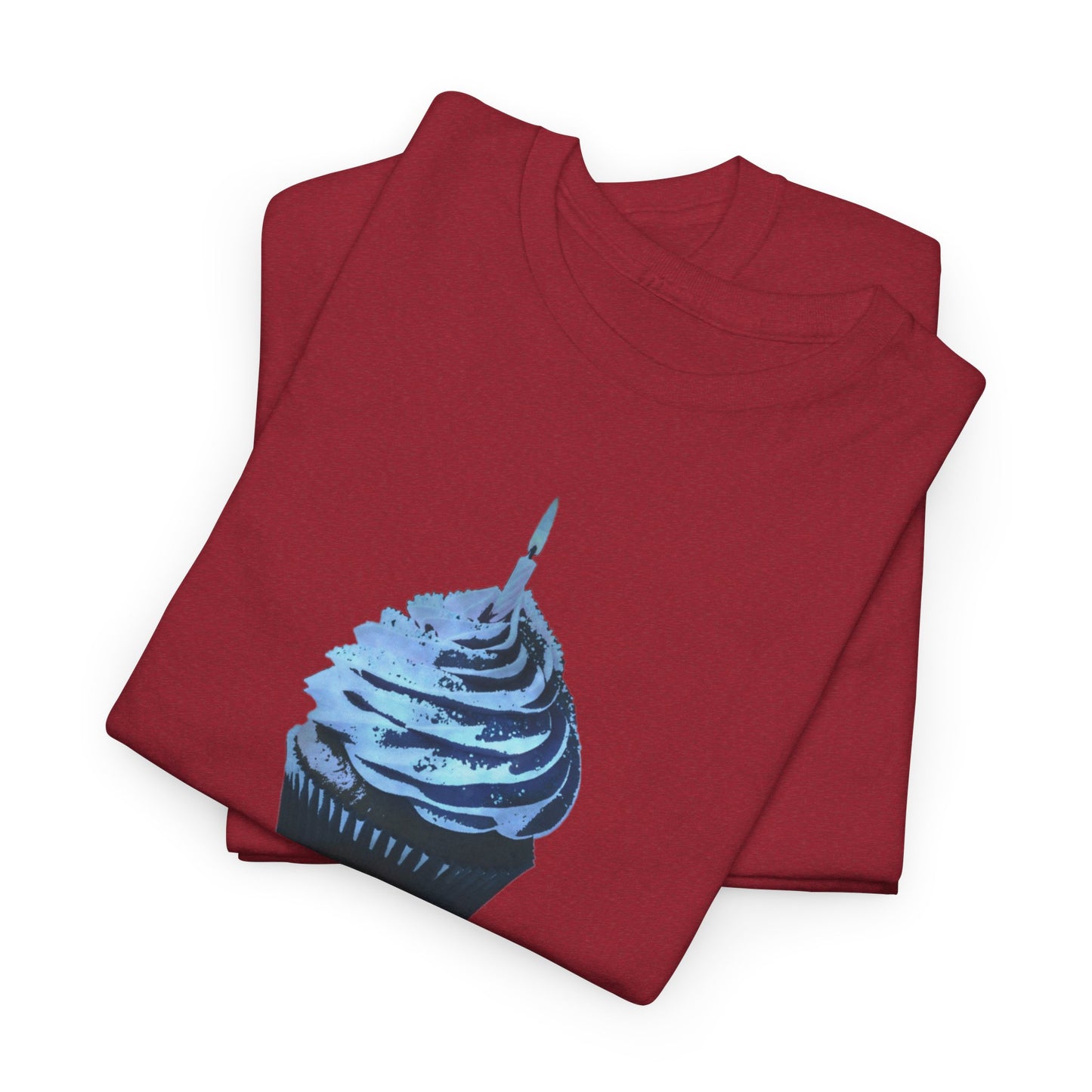 Birthday Boy Cupcake Blue Faded Design Unisex Heavy Cotton Tee