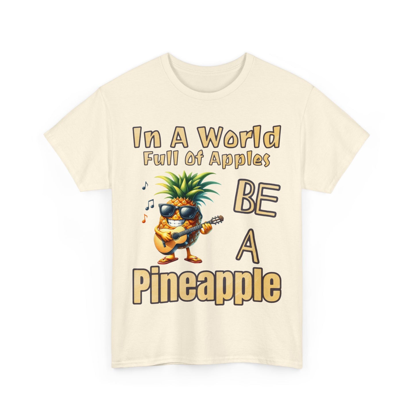 Cool Pineapple Playing Guitar Unisex Heavy Cotton Tee