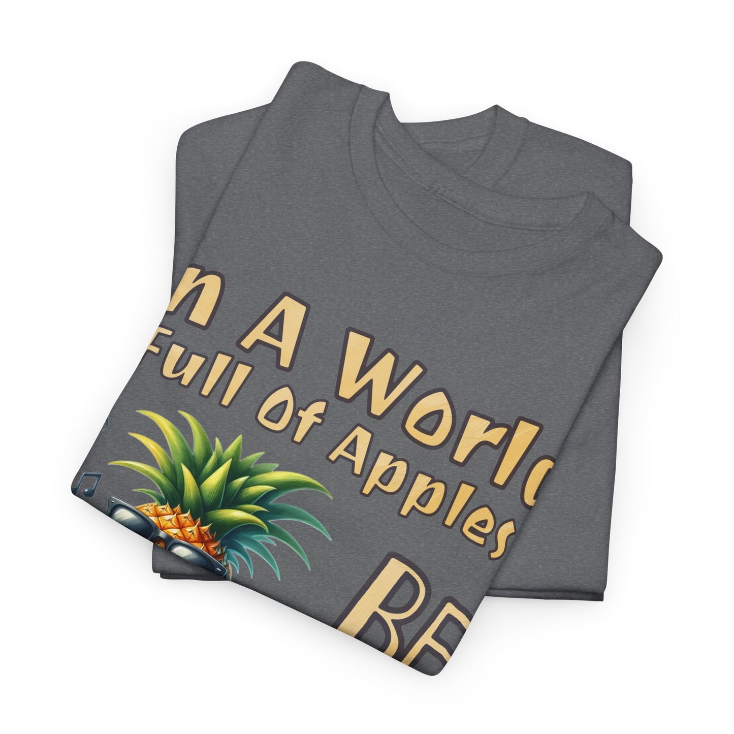 Cool Pineapple Playing Guitar Unisex Heavy Cotton Tee