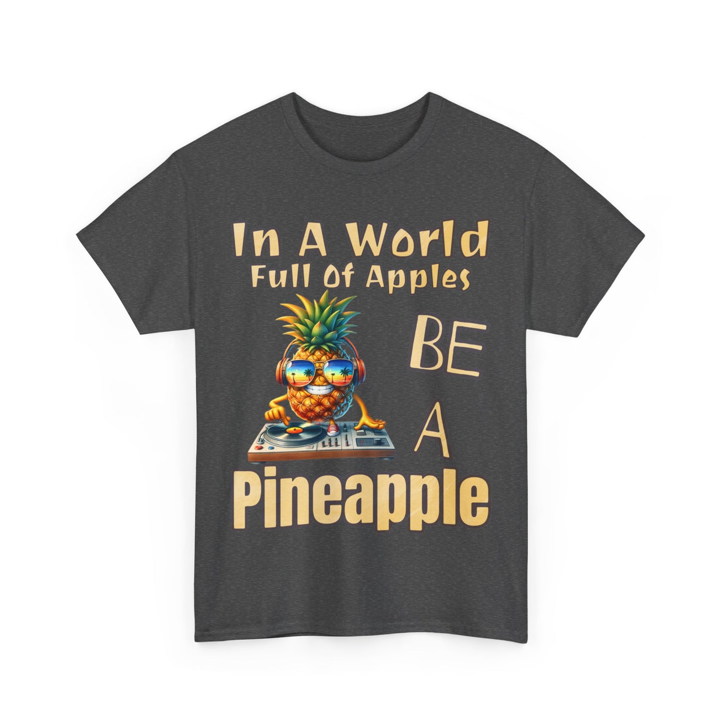 Cool Pineapple DJ Beach Reflection Shades Unisex Heavy Cotton Tee