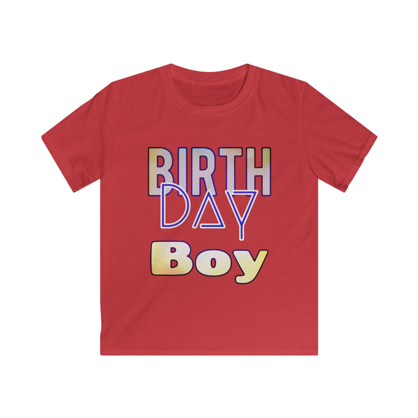 Birthday Boy Gold & Blue Kids Softstyle Tee