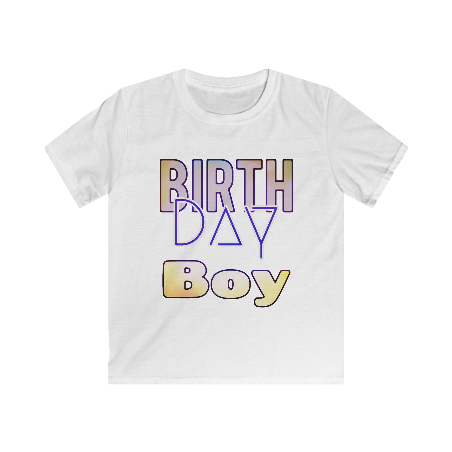 Birthday Boy Gold & Blue Kids Softstyle Tee