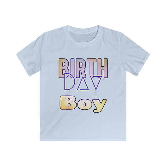 Birthday Boy Gold & Blue Kids Softstyle Tee