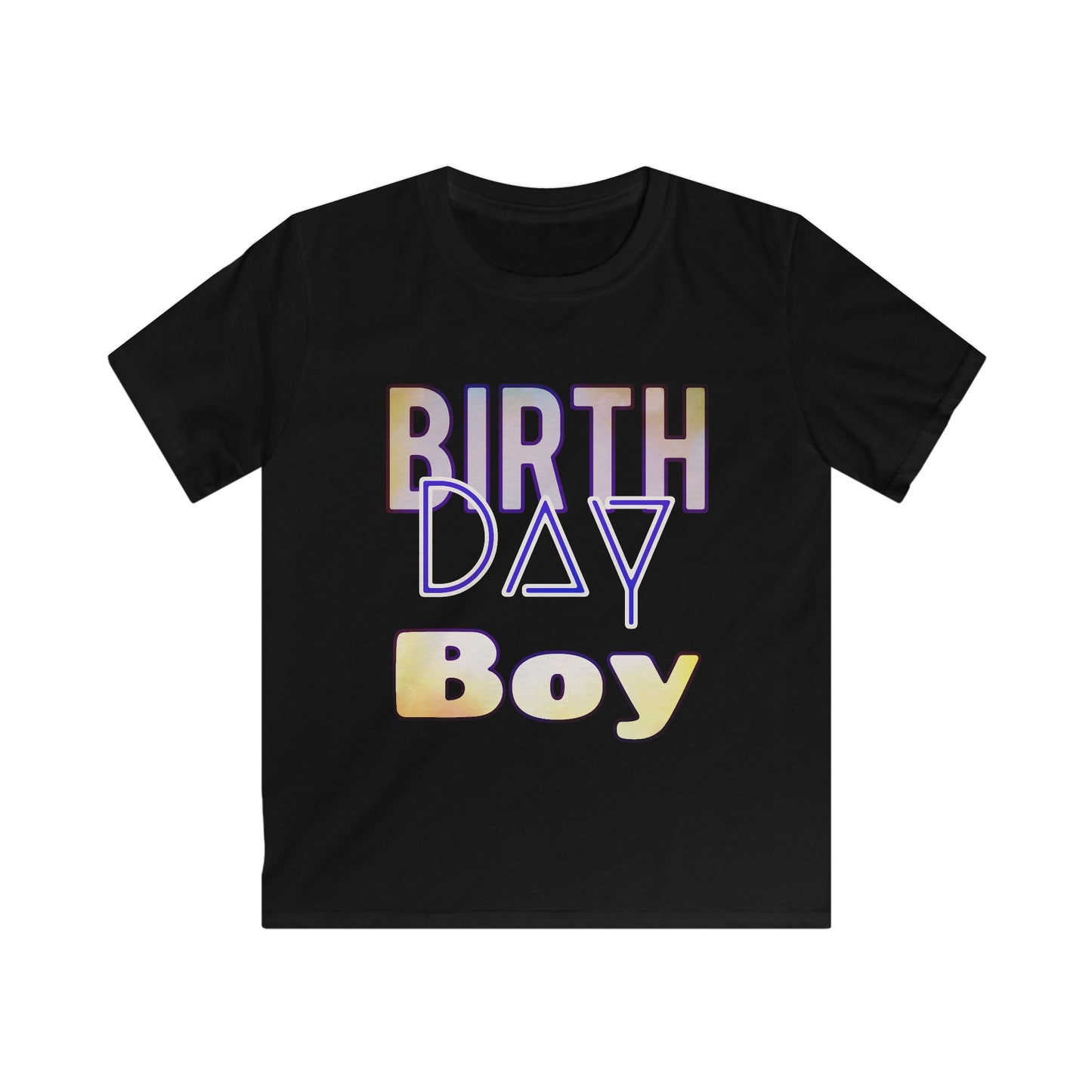 Birthday Boy Gold & Blue Kids Softstyle Tee