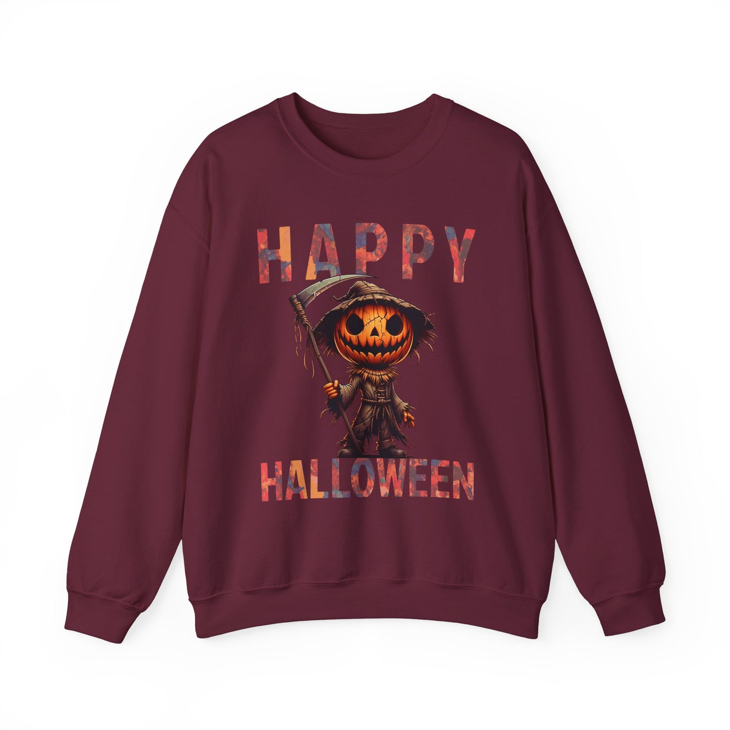 Pumpkin Grim Reaper Scary Creepy Happy Halloween Sweatshirt