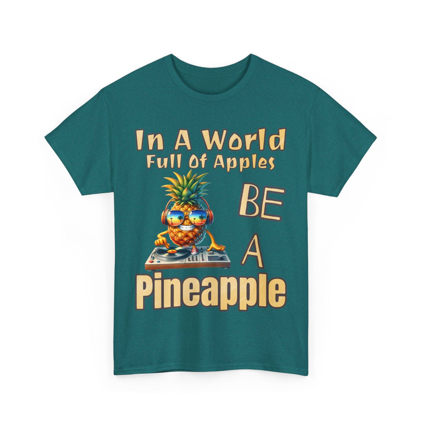 Cool Pineapple DJ Beach Reflection Shades Unisex Heavy Cotton Tee