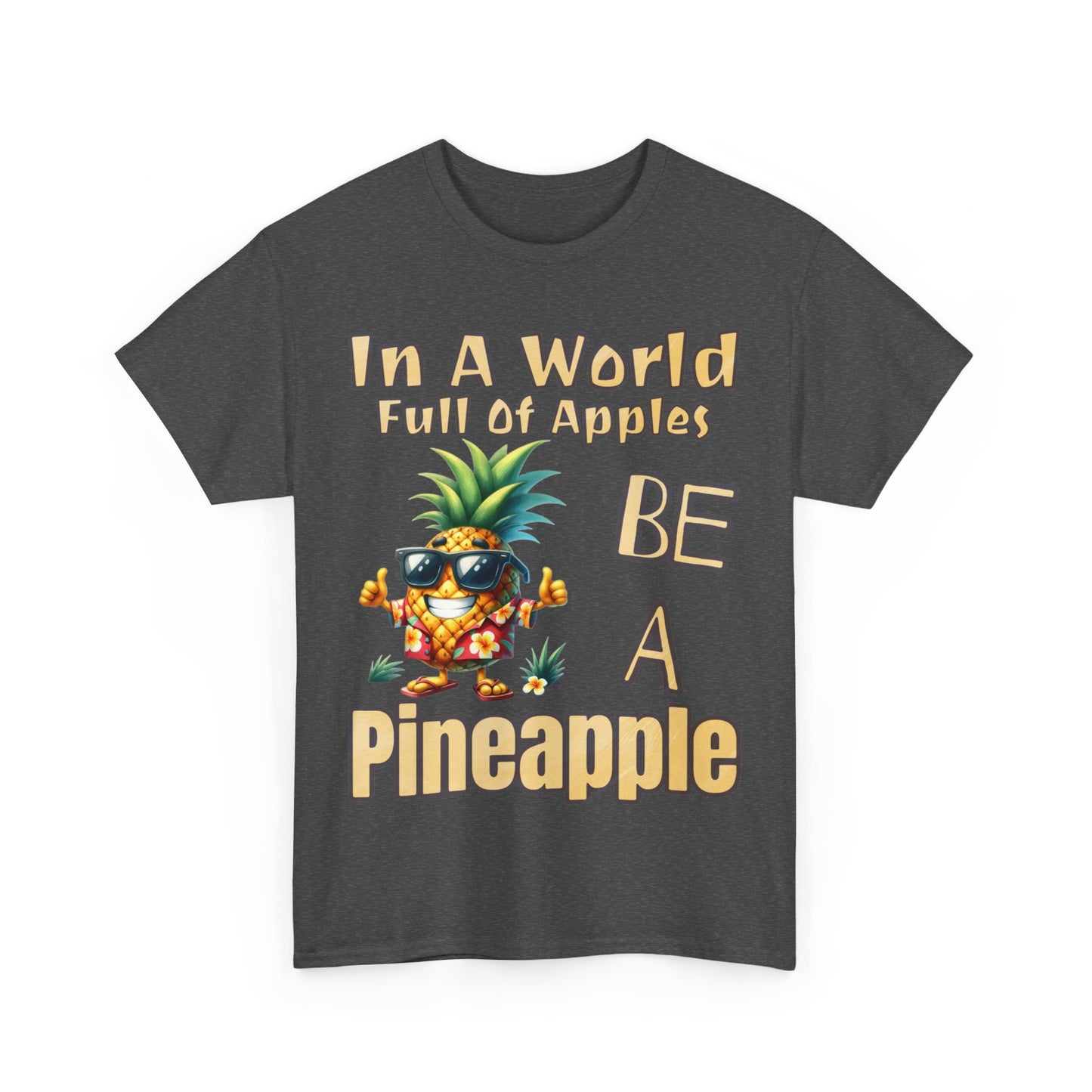 Cool Pineapple With Flower Shirt Unisex Heavy Cotton Tee