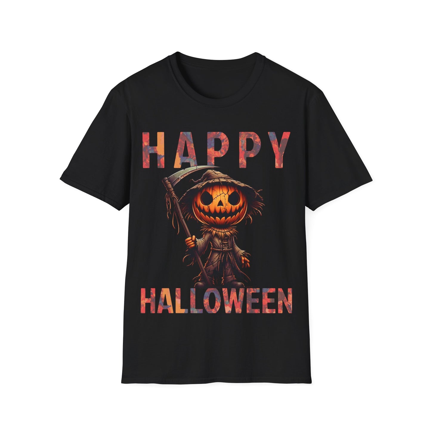 Pumpkin Grim Reaper Scary Creepy Festive Happy Halloween T-Shirt