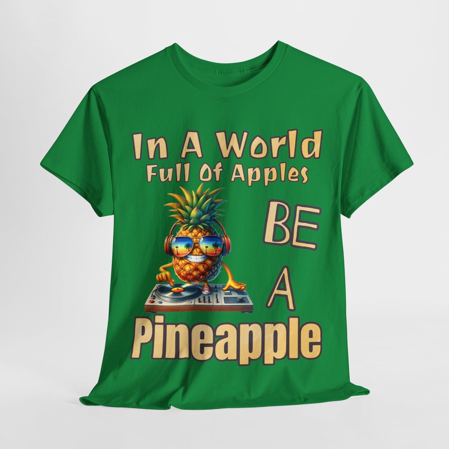 Cool Pineapple DJ Beach Reflection Shades Unisex Heavy Cotton Tee