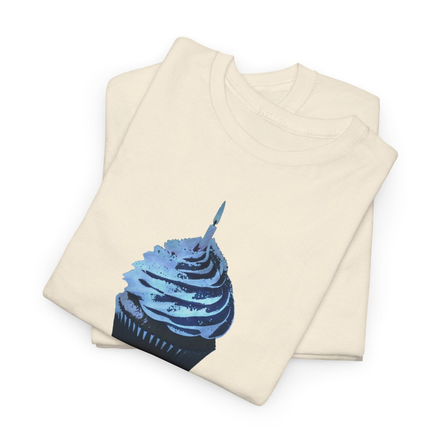 Birthday Boy Cupcake Blue Faded Design Unisex Heavy Cotton Tee