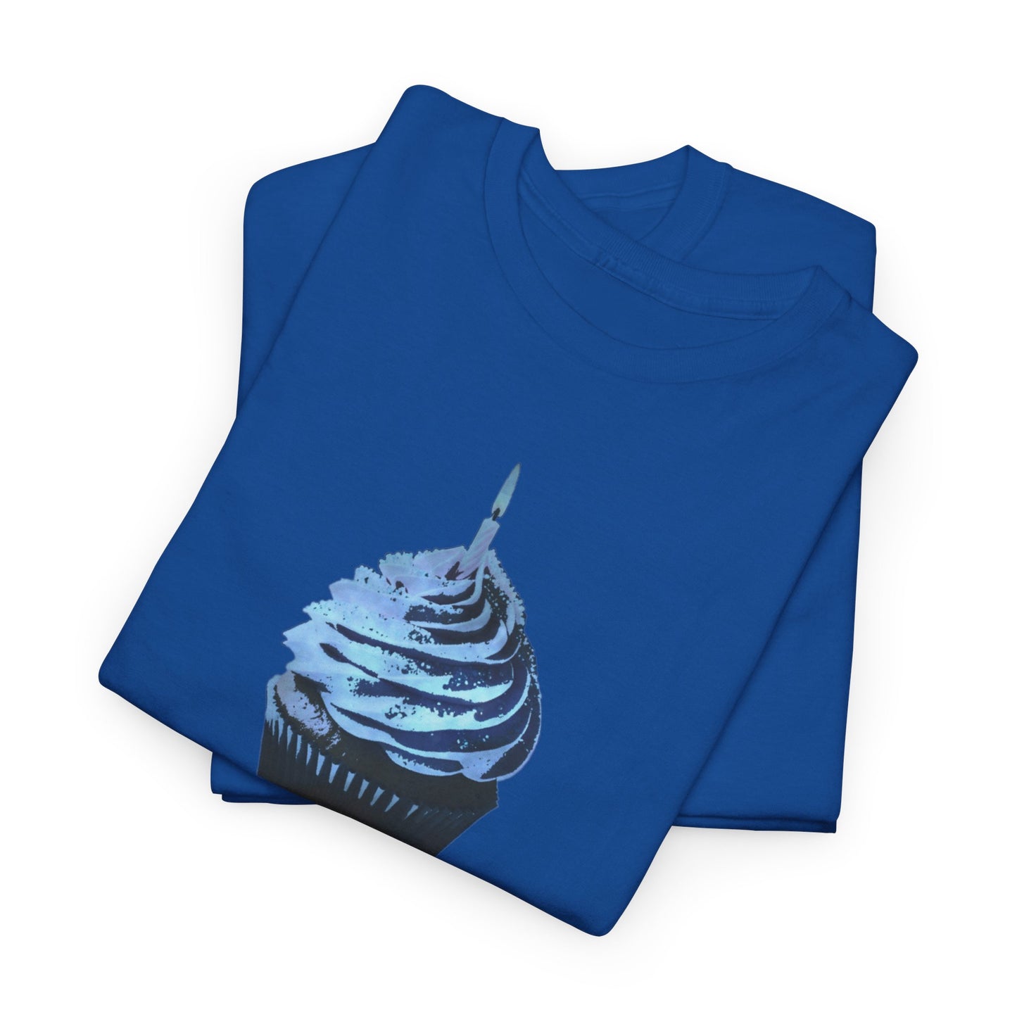 Birthday Boy Cupcake Blue Faded Design Unisex Heavy Cotton Tee