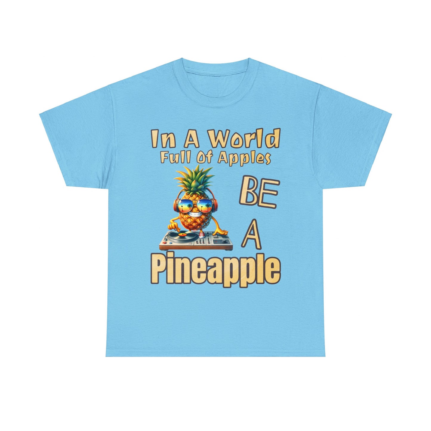 Cool Pineapple DJ Beach Reflection Shades Unisex Heavy Cotton Tee