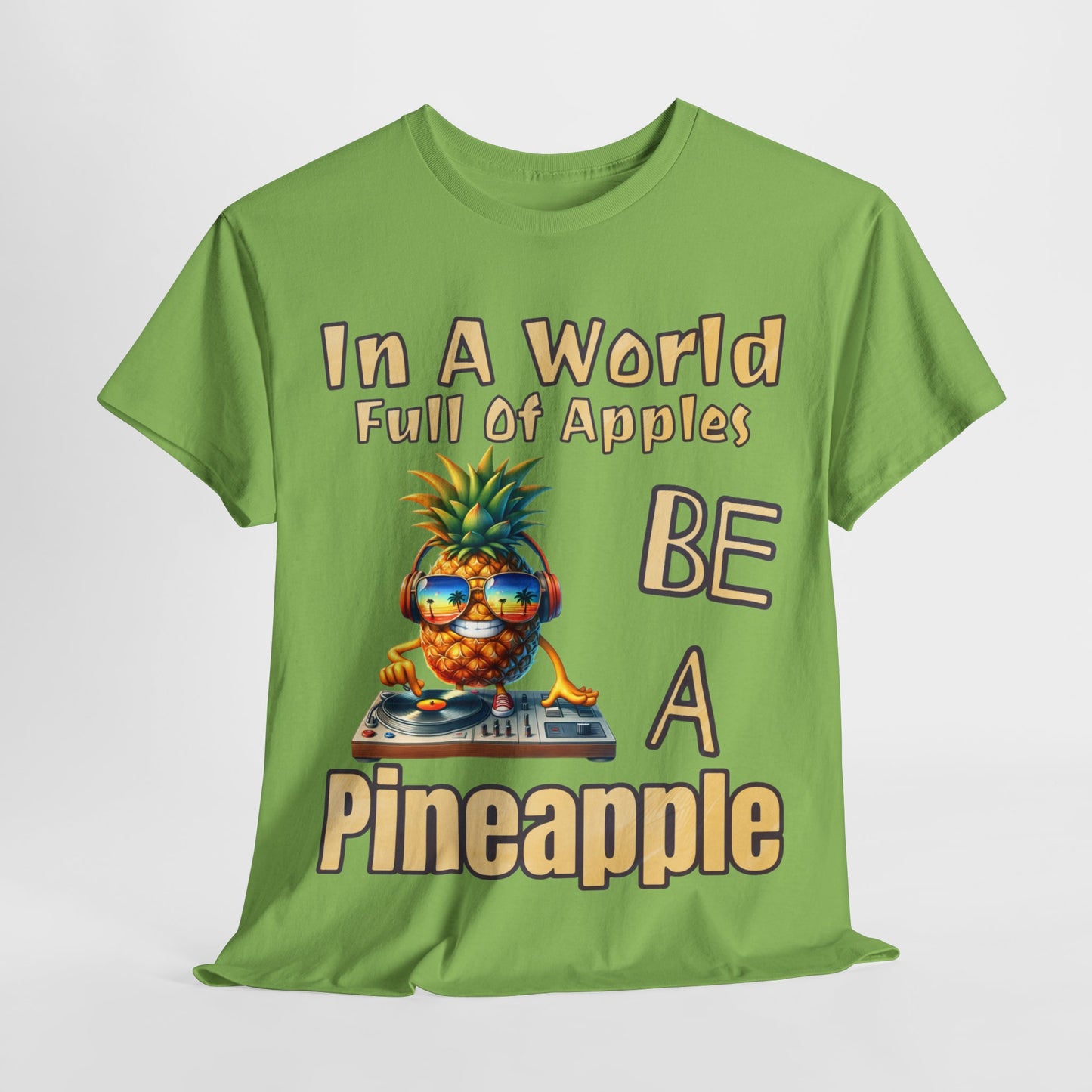 Cool Pineapple DJ Beach Reflection Shades Unisex Heavy Cotton Tee